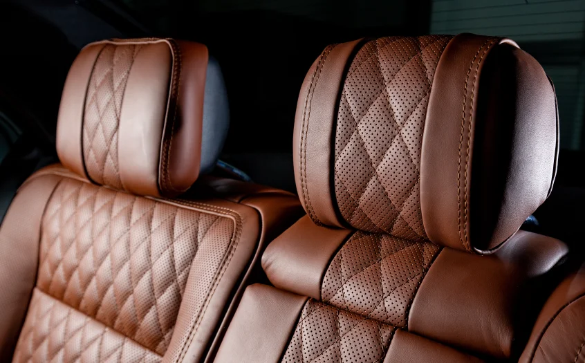 image of a seat covered in automotive crust leather